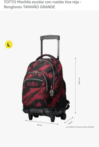 Mochila Totto Renglones Tiza Roja