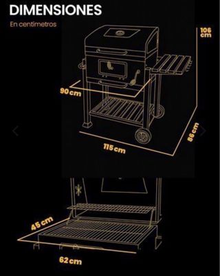 Barbacoa de carbón con tapa y ruedas