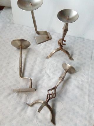 Candelabros HIERRO Forjado porta velas ARTESANALES