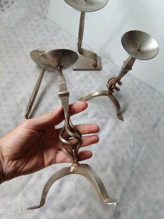 Candelabros HIERRO Forjado porta velas ARTESANALES