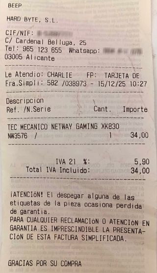 Teclado Gaming Netway XK830 Retroiluminado