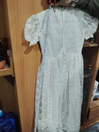 Vestido de comunión blanco encaje rosa