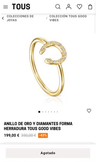 Anillo Tous Oro Herradura Diamantes
