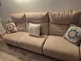 Sofá 3 plazas reclinable eléctrico beige