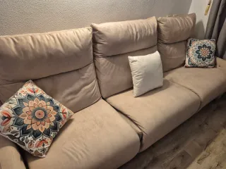 Sofá 3 plazas reclinable eléctrico beige