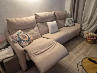 Sofá 3 plazas reclinable eléctrico beige
