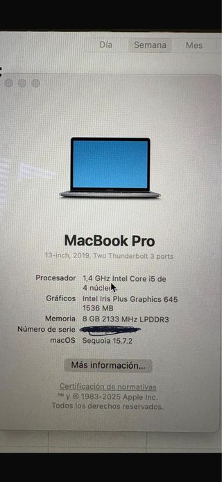 MacBook Pro 13' 2019 A2159 Plata