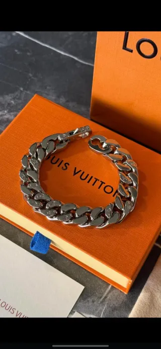 Pulsera Cubana Louis Vuitton Plata