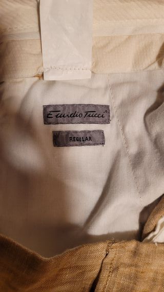 Pantalón Lino Emidio Tucci Talla 44 Beige