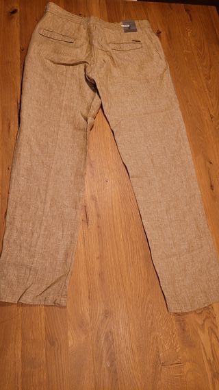 Pantalón Lino Emidio Tucci Talla 44 Beige