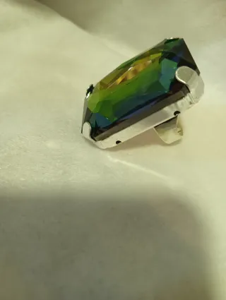 Anillo Rectangular Cristal Multicolor