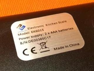 Báscula de cocina, Etekcity EK6015, de acero inox