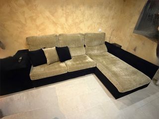 Sofá Chaiselongue Marrón y Negro
