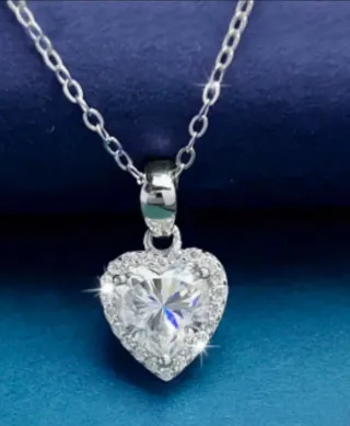 Colgante Corazón Plata y Moissanita