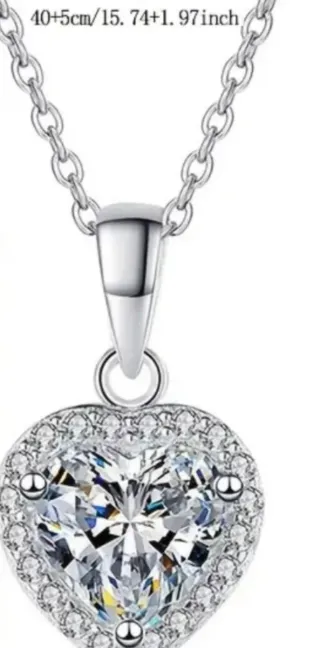 Colgante Corazón Plata y Moissanita