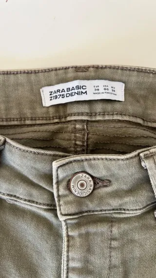 Zara Jeans Moteros Caqui Talla 38