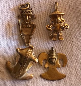 Lote Cuatro Colgantes Tayrones Oro Tumbaga + Regal