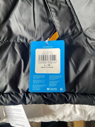 Plumífero Columbia Negro Talla L