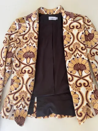 Chaqueta Blanco T.38 Doble Botonadura Estampada