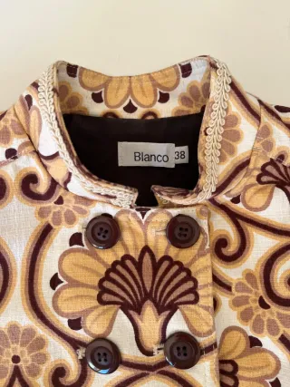 Chaqueta Blanco T.38 Doble Botonadura Estampada