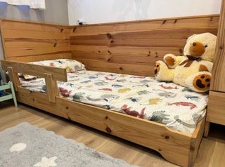 Cama Montessori Infantil Madera con barrera