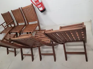 Conjunto mesa, 6 sillas más 2 sillas con brazos.
