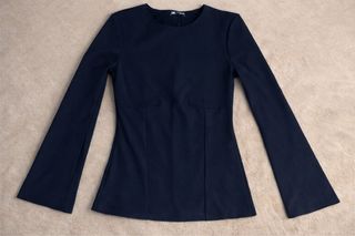 Blusa Zara manga acampanada azul