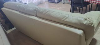 Sofá 3 plazas piel beige