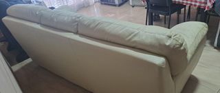 Sofá 3 plazas piel beige