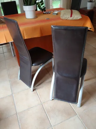 6 Sillas Polipiel Marrón Estructura Metálica