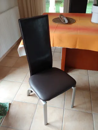 6 Sillas Polipiel Marrón Estructura Metálica