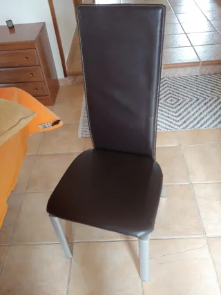 6 Sillas Polipiel Marrón Estructura Metálica