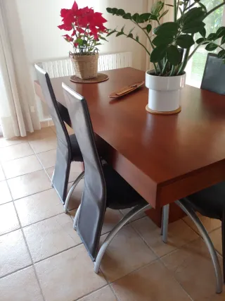 6 Sillas Polipiel Marrón Estructura Metálica