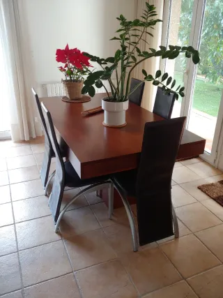 6 Sillas Polipiel Marrón Estructura Metálica