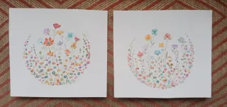 2 acuarelas florales. Arte. Regalos. Oferta.