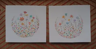 2 acuarelas florales. Arte. Regalos. Oferta.