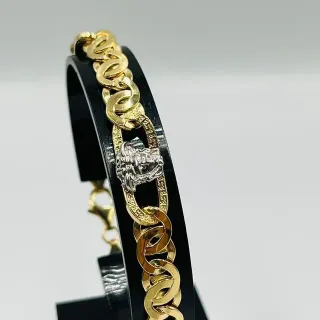 PULSERA TIPO CARTIER MEDUSA GRECA BICOLOR