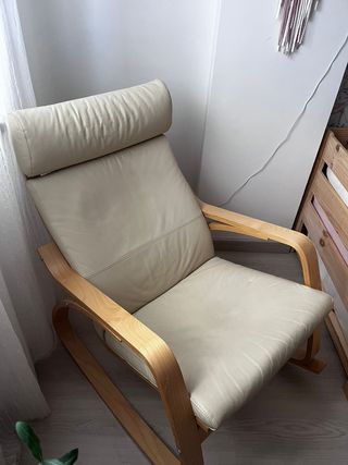 Mecedora IKEA Piel y Madera Abedul