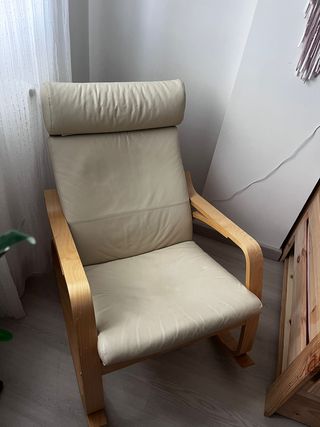 Mecedora IKEA Piel y Madera Abedul