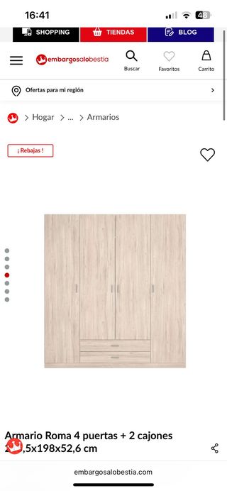 Armario Roma 4 puertas + 2 cajones