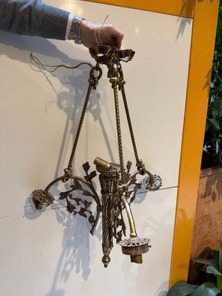 Lámpara de Techo Vintage Bronce y Tulipas de Flor