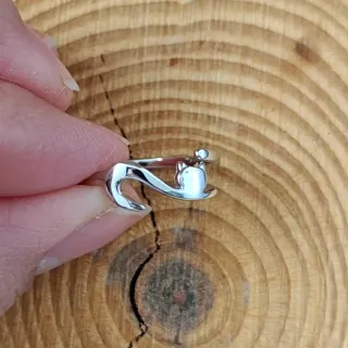 Anillo ajustable plata gato