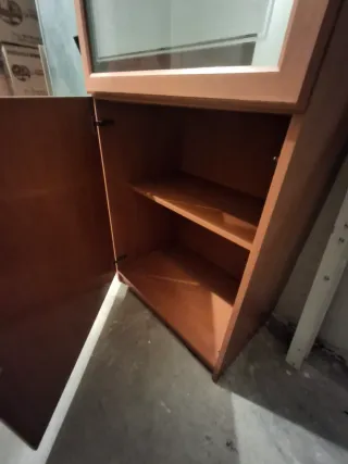 Vitrina de salón madera y cristal