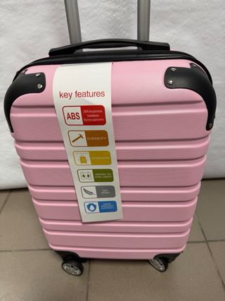 Maleta rosa con 4 ruedas desmontables