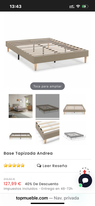 Cama Matrimonio beige con Cabecero