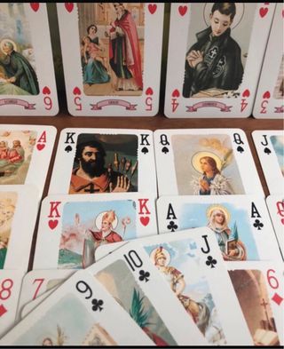 Carte da gioco vintage con immagini sacre