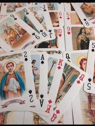 Carte da gioco vintage con immagini sacre