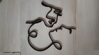 Decorazione parete Line Art Gatto Donna-  Nera