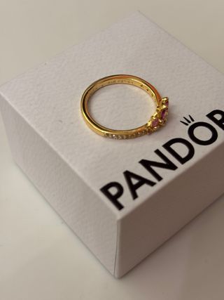 Anillo Pandora Corona Rosa y Dorado