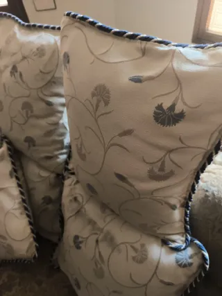 Cojines decorativos beige y azul